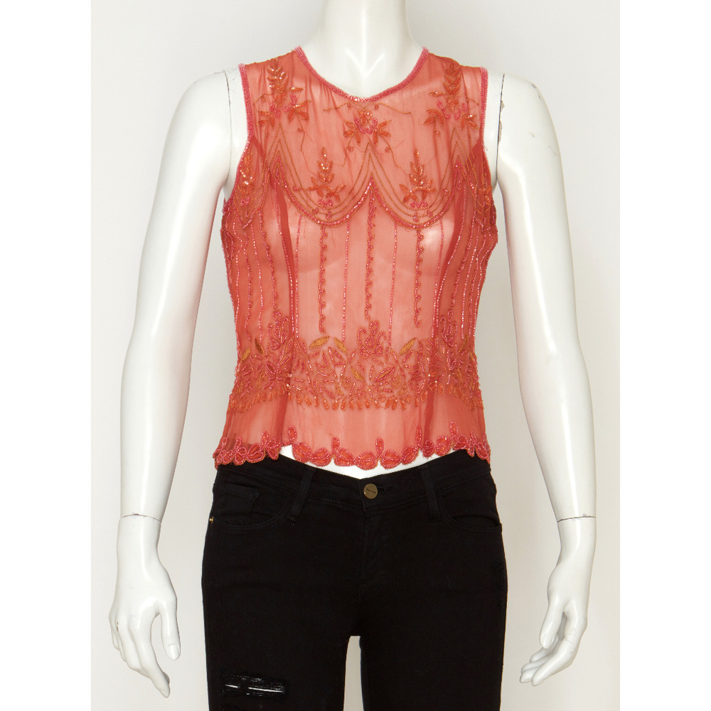 Delicate Silk Top with Beading and Embroidery